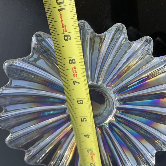 Vintage MCM Federal Iridescent Carnival Glass Starburst Plate Dish 9.5in - Picture 9 of 10